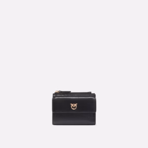 Piccolo portafoglio compatto in pelle shiny con logo
