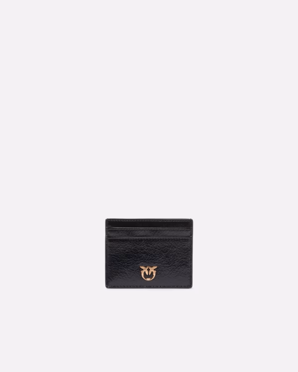 Portacarte in pelle shiny con logo