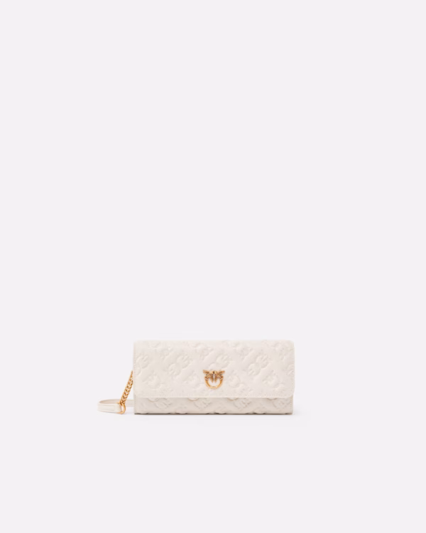 Portafoglio rettangolare in pelle Monogram con tracolla