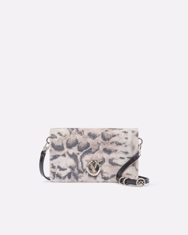 Pochette a tracolla piccola Love Bag Click Soft Horizontal Mini in suede stampa pitone