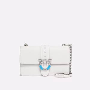 Borsa a spalla media Love Bag One in pelle con fibbia turchese
