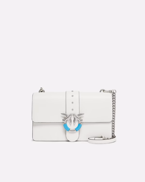Borsa a spalla media Love Bag One in pelle con fibbia turchese
