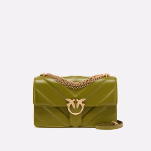 Borsa a spalla media Love Bag One in pelle e nappa chevron con tripla catena