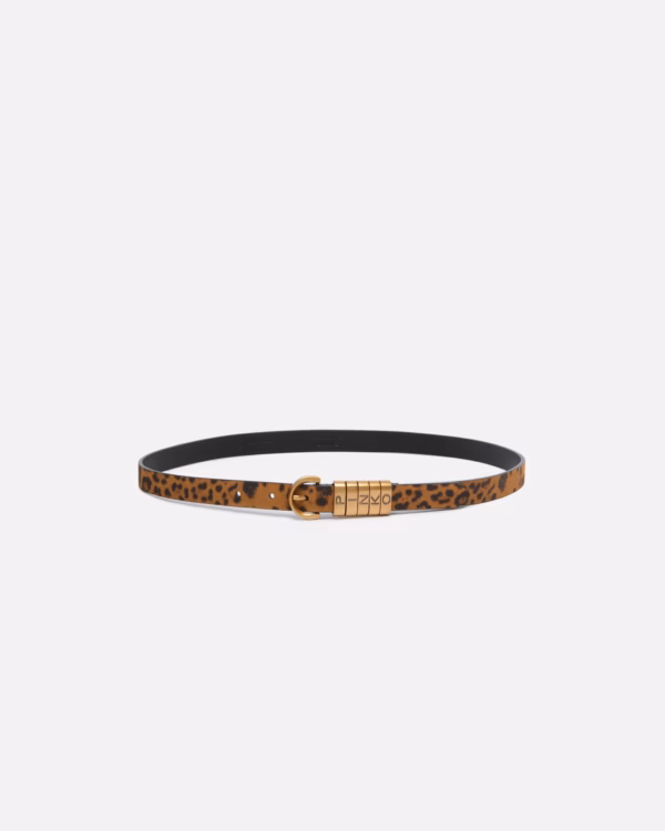 Cintura in suede con stampa leopardata 2 cm