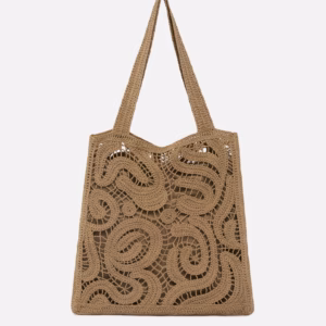 Borsa shopper media in tessuto crochet geometrico