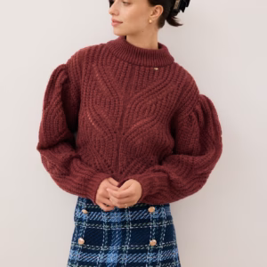 Sweter ażurowy oversize ROSSO bordowy