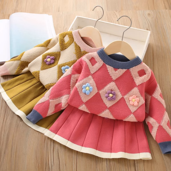 Mini Fashion™ – Sweterek i spódniczka vintage – Odzież dziecięca