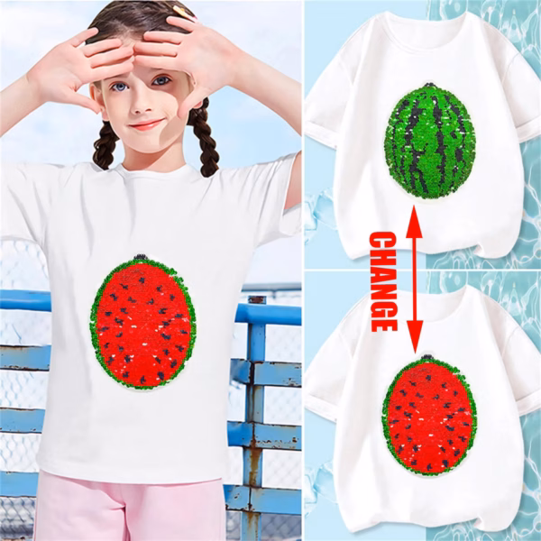 Mini Fashion™ – Koszulka z arbuzem – Dwustronne cekiny